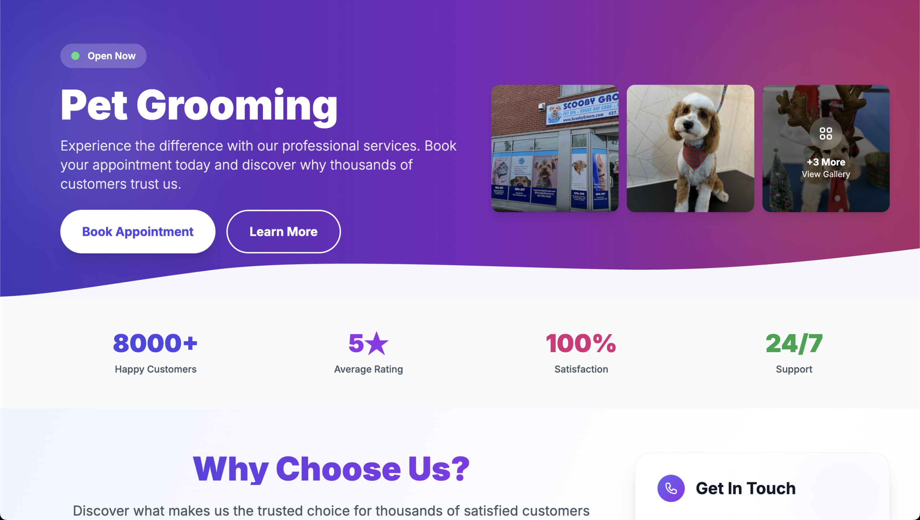 Pet Grooming Business Website Screenshot